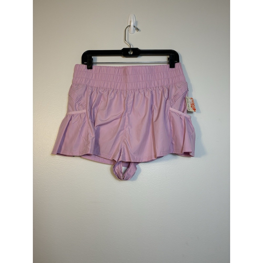NEW!‎ Free People Movement Pull On Athletic Shorts Sz Large Pink Pockets Gym